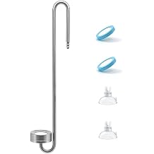 LINLAN 11.84in 304 Stainless Steel CO2 Diffuser, Frosted Matte MaterialOne-Piece Molding, Equipped with Silicone Suction Cup + Replacement Diffusion Disc, Suitable for Rimless Planted Aquariums