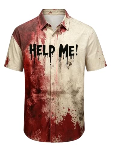 YHHR Men's Halloween Shirt Festivals Button Down Shirt Horror Party Outfit - image 1