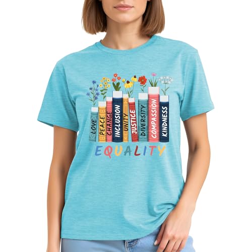 Image of Read Book Shirt for Women-Reading Teacher Tee Tops Pink Flower and Butterfly Short Sleeve Cute Book Shirt