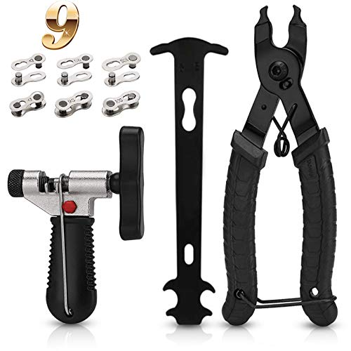 Bicycle Chain Repair Tool Kit- Bike Link Plier ,Chain Breaker Splitter, 3 Pairs Bicycle Missing Link and Chain Checker,Professional Reusable Bicycle Chain Repair Tool, for 6/7/8/9/10 Speed Chain