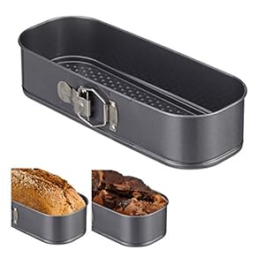 Relaxdays Springform box shape, square, non-stick, flat floor, king cake, stirring cake, baking pan, 31 x 12 cm, anthracite