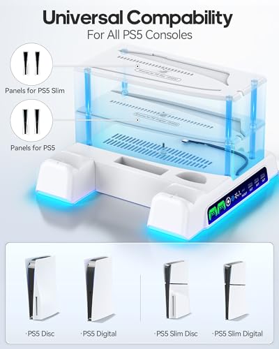 Kytok KT-P5235-02 Ps5/ Ps5 Slim Stand For Disc & Digital Console, Ps5 Cooling Station With Dual Controller Charging Station For Playstation 5 Console thumb #1