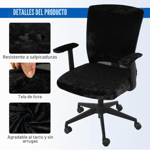 Miniatura 3 de Calkkrer 4 Piezas Fundas Universales Para Sillas De Oficina, Fundas Elásticas Para Sillas Con Almohadillas, Cubiertas Protectoras Para Asiento Y Respaldo, Para Sillas Gir