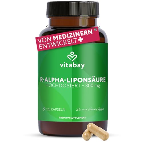 Vitabay R-Alpha Liponsäure 300 mg 120 Kapseln hochdosiert & vegan Alpha Lipoic Acid Laborgeprüft in Deutschland Vorrat für 4 Monate