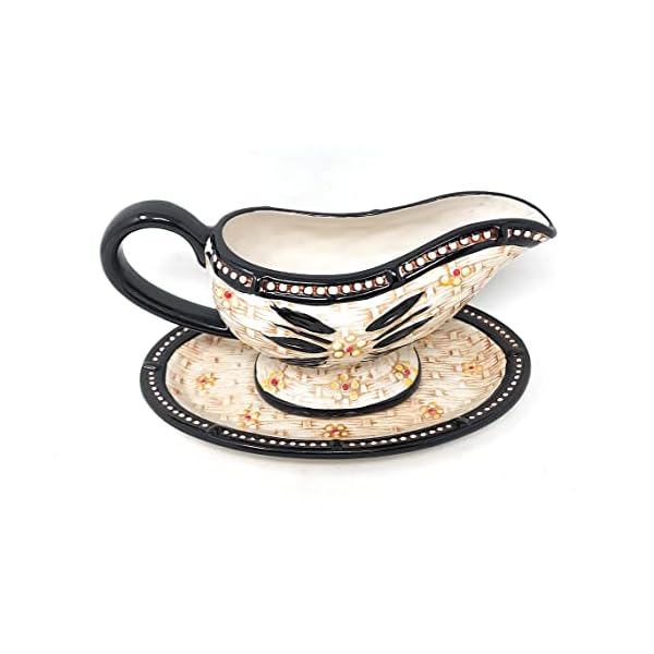 Temptations 9 oz Creamer/Gravy Boat and Under Plate (Basketweave, Old