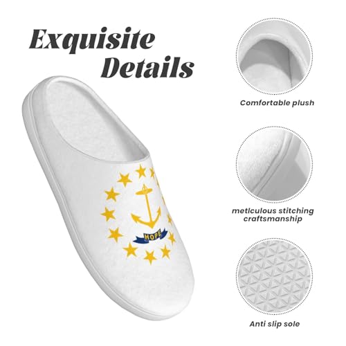 Cozy Rhode Island State Flag print Slippers Indoor and Outdoor Fuzzy House Shoes Anti-Skid Sole Gifts for Women Indoor Scuff4