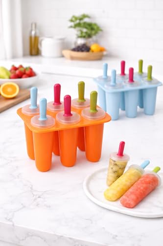 Image of Silicone Popsicle Kulfi Mold Set (6 Cavities) with Reusable Sticks | BPA Free | Ice Cream /Kulfi /Ice Candy Maker | Food Grade | Easy Release | Dishwasher Safe (Green)