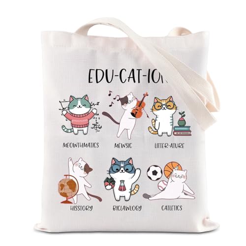 Bolsa tote educativa para profesor amante de gatos miniatura 1