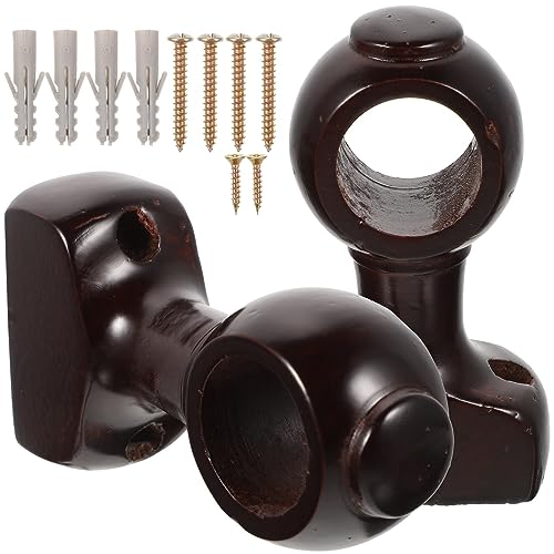 Cabilock Elegant Wooden Curtain Rod Holders and Sturdy Wall-Mounted Brackets Easy to Install for Living Room Bedroom Office 2 Pack Random