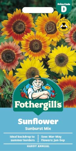 Fothergills Sunflower Sunburst Mixed Flower Seeds 50 Seeds Sow: Mar-May Yellow/Orange