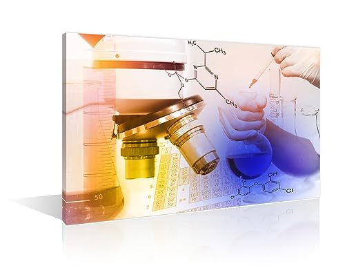Image of TUMOVO Wall Decor Scientists and Scientific Experiments Wall Art Medical Painting Home Decor Young Scientist Wall Decor for Living Room 1 Pieces Framed Ready to Hang, 24 inch Wx36 H