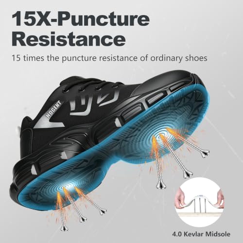 Image of Hogent Steel Toe Shoes for Men Lightweight Comfortable Non Slip Work Shoes Women Puncture Proof Safety Sneakers for Industrial Construction & Daily Life
