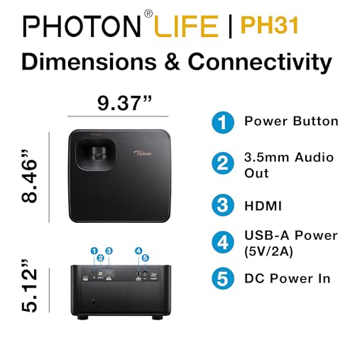Image of Optoma Photon Life PH31 - 1080p Full HD, 1,500 Lumens, LED, Compact Home Entertainment Projector