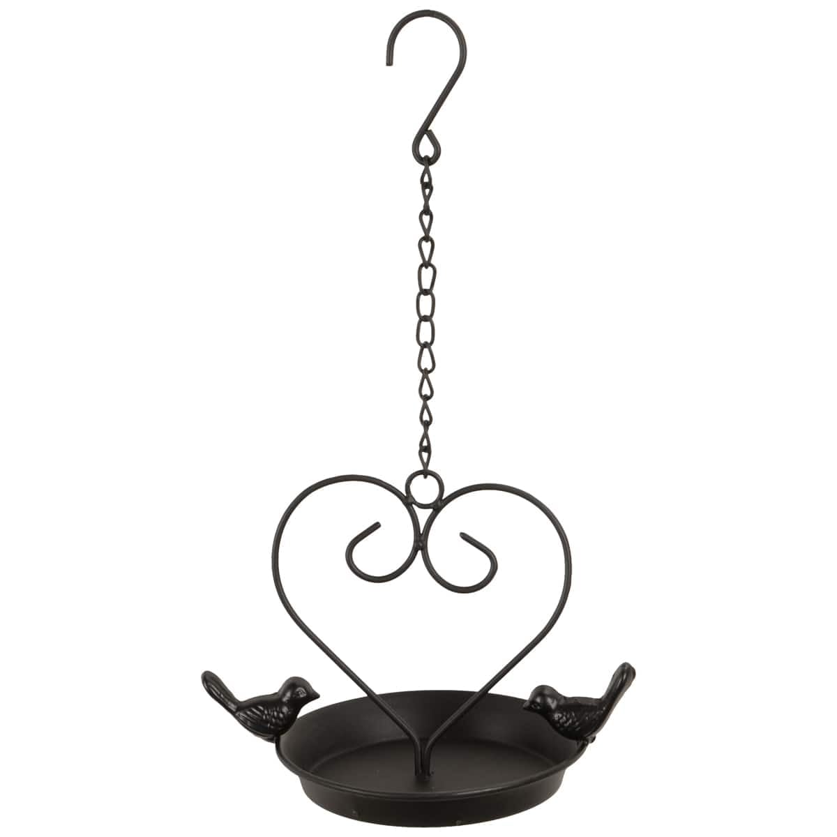 Baño colgante para pájaros de metal para exteriores en 23 x 35 cm – Bebedero para pájaros en negro como comedero para pájaros – Bebedero para pájaros silvestres resistente a la intemperie, decoración