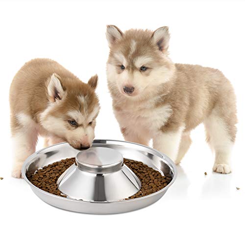 Yangbaga Puppy weaning Bowl, Stainless Steel Metal Dog Bowls，Can be Used for Multiple Puppies to Eat Water Bowl and Dog Food Bowl at The Same Time (30cm/11.8in)