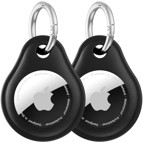 LandForce for Airtag Keychain Holder，Compatible with Apple AirTag 1st & 2nd Generation-Anti-Scratch&Durable,IPX8 Waterproof for air Tags-2 Pack Case, for Dog,Cat,Pets,Bags,Kids, Luggage (2Black)