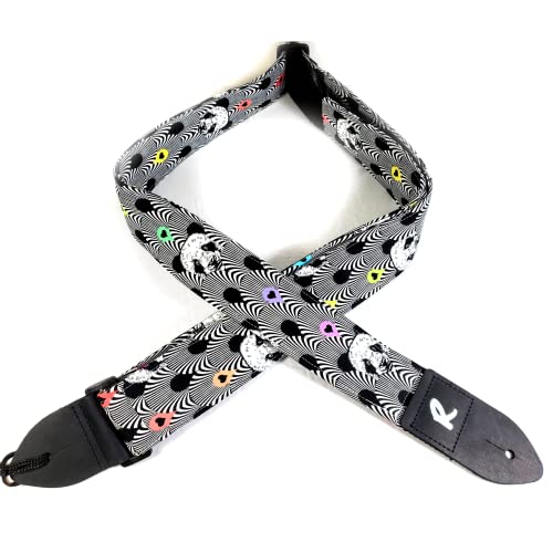 Panda Guitar Strap -Cute Genuine Leather Ends, Includes 2 Strap Locks & 1 Pick. Adjustable Strap, For Bass, Electric & Acoustic Guitars Gift For Guitar Players Men, Women & Kids #TOP2