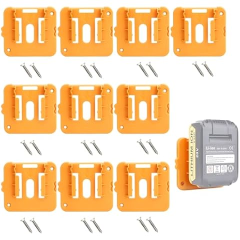 Kotoate 10 Pack Battery Holder Compatible with Dewalt 20V 60V Battery Holder Wall Mount fit for 20V DCB200 DCB201 DCB203 DCB206 DCB208(No Battery) Cover
