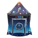 ULTIMATIVES RAKETENSCHIFFZELT: Dieses einzigartige Kinderspielzelt ist etwas Besonderes für jeden Jungen und jedes M？dchen, die den Traum haben, ein kleiner Astronaut zu werden! Vervollkommnen Sie für Kinder, die Raum- oder Raumschiffzeug m？gen! Verwenden Sie das Spielhaus als Lernwerkzeug, um über Planeten, Galaxien und andere Himmelsk？rper zu unterrichten.