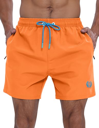 APTRO Herren Badehosen Schnelltrocknend Boardshorts Reißverschlusstaschen Badeshorts mit Mesh-Futter Einfarbig Sport Sho...