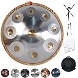 Steel Drum 18/22Inch D Minor 9/10/12 Notes Handpan Drum Hand Pan Drum Percussion Musical Instrument for Adults, 432/440Hz D Minor Kurd, Soft Bag(Golden eyes,432HZ/18inch/9Note)