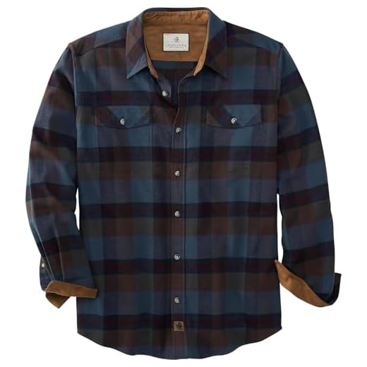 Legendary Whitetails Men's Standard Flannel Shirt Long Sleeve Button Down Relaxed Fit, Active Cobalt Carbon Plaid, Large