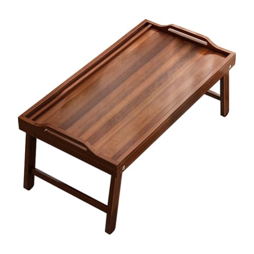 Erinotto ローテーブル 折りたたみ おしゃれ 竹製 ちゃぶ台 ベッドテーブル 折り畳み机 座卓ベッドトレイ 軽食朝食トレイテーブル 完成品 折りたたみ式デスク 小さい 小型 軽量 膳 (胡桃, 40*30*20CM)