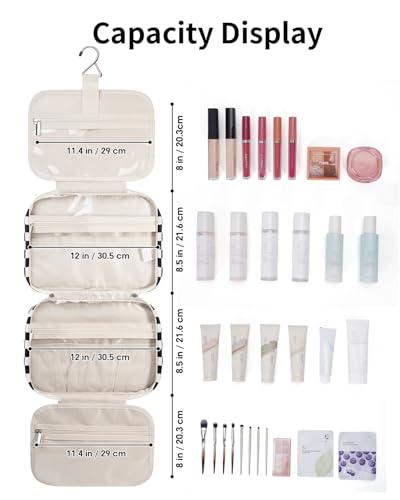 Image of Narwey Large Hanging Toiletry Bag Travel Makeup Bag Cosmetic Organizer for Women and Girls, Z-Black Checkerboard, Large