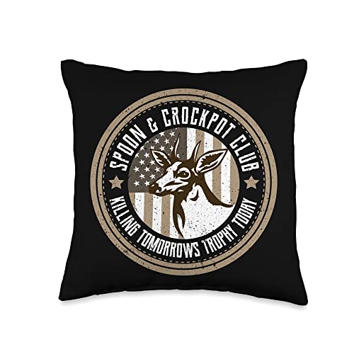 Spoon And Crockpot Club Tomorrow's Trophy Deer Hunting Joke Throw Pillow