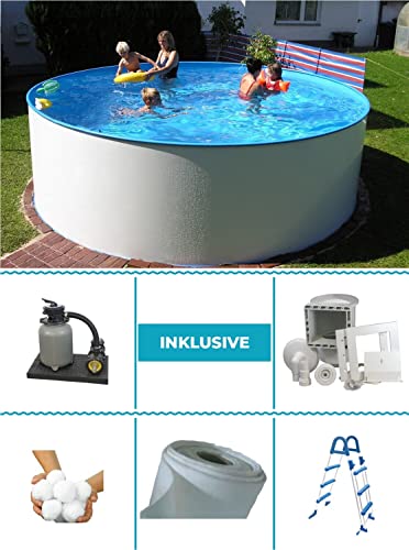 Summer Fun Stahlwandbecken Set Malediven Basic rund ø 4,50m x 1,20m Folie 0,4mm Super Komplettset Pool Rundpool / 450 x… – Bild 3