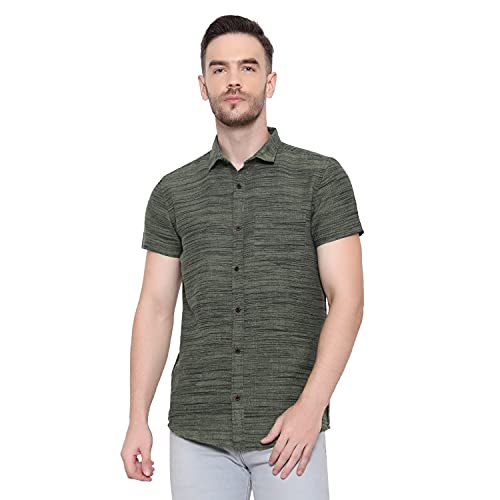 Image of LATEST CHIKAN Men's Cotton Blend Textured Half Sleeves Shirt
