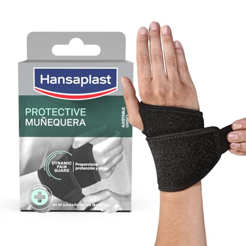 Hansaplast Soporte Protector de Muñeca Ajustable, Muñequera estabilizadora, Alivio del dolor, Muñequera ambidiestra que favorece la circulación y la recuperación