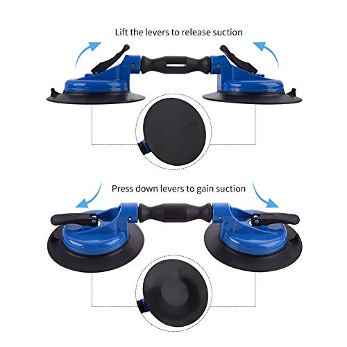 Imt Heavy Duty Dual Vacuum Suction Cup Glass Lifter With Curved Pads, Strength Handheld Stone Handling Tool, 330Lb Horizontal Suction Cup #TOP5