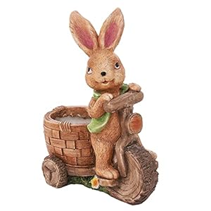 Unknown1 brown bunny on a bicycle mgo planter green farmhouse round  urban country home decor