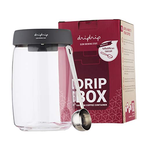 dripdrip DRIPBOX Vacuum Coffee Container, Vakuum Kaffeedose zur optimalen Aufbewahrung von Bohnen und Pulver