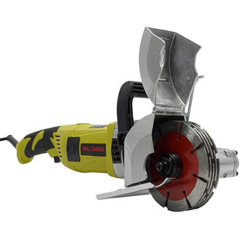 Handheld Electric Wall Chaser 110V 4000W Wall Groove Concrete Cutting Machine w/5 Saw Blades&Front Dust Guard 6500RPM Wall Slotting Machine for Concrete Floor Brick Granite Marble Grooving