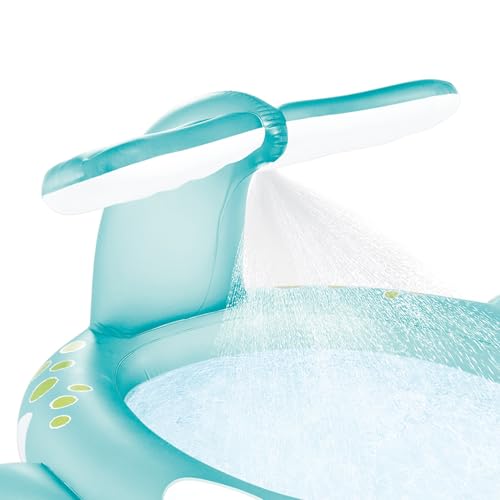 Image of Intex 57440EP Inflatable Whale Spray Kiddie Pool for Kids 2+, 79 inch x 77 inch x 36 inch - Small Blow-Up Splash Pool & Sprinkler, Backyard Toddler Play Center