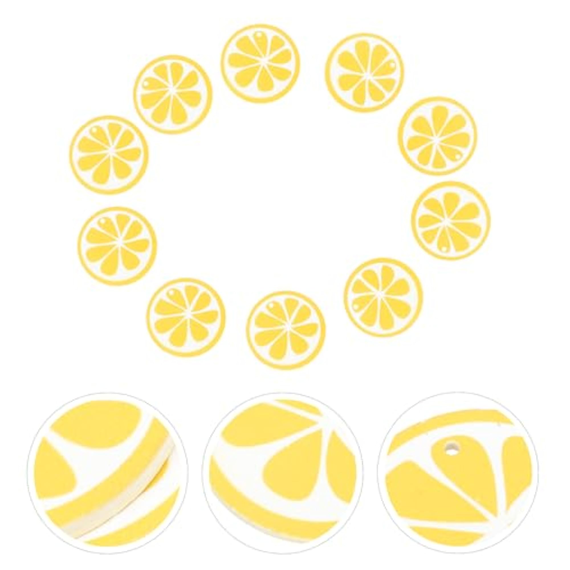 10pcs DIY Wooden Lemon Ornaments for Crafts