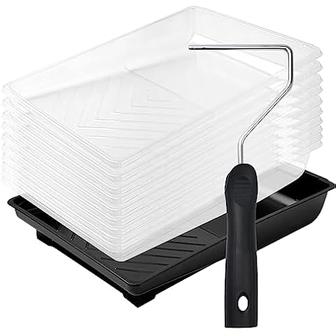 Mister Rui Paint Tray, 12 Pack, 6 Inch Paint Tray with Liners, Paint Roller Tray Kit with 4 Inch Roller Frame, Plastic Paint Tray, Disposable Paint Tray Liners for Home Improvement Cover