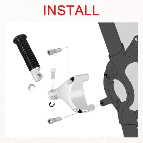 Image of Passenger Footpeg w /Mount Kit,Rear Passenger Footrests Pedal w /Mount Kit for Harley Sportster Forty-Eight 48 Seventy-Two 72 883 1200 2014-2022,Chrome