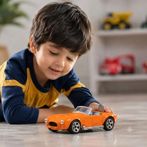 Image of 1:64 Scale Orange Die Cast Metal Sports Car Toy for Kids & Collectors with Free Rolling Wheels, Premium Mini Metal Car Model, Realistic Detailed Design, Collectible Display Vehicle, Gift Item