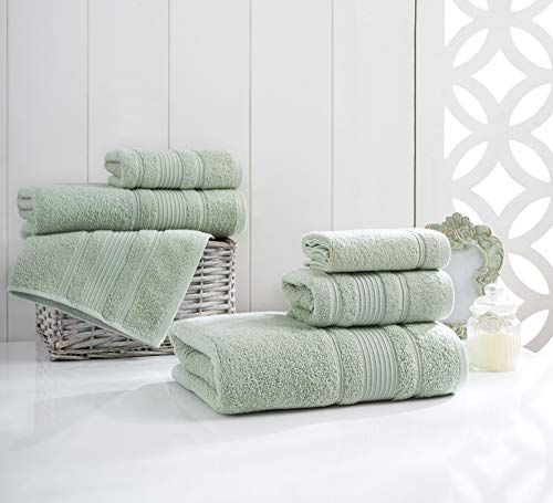 Qute Home 6-Piece Bath Towels Set, 100% Turkish Cotton Premium Quality Bathroom Towels, Soft And Absorbent Turkish Towels, Set Includes 2 Bath Towels, 2 Hand Towels And 2 Washcloths (Green) #TOP1