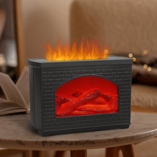 Weinsamkeit Difusor Aceites Esenciales 3 en 1 Humificador de Aromas con Luz de Chimenea 270mL...