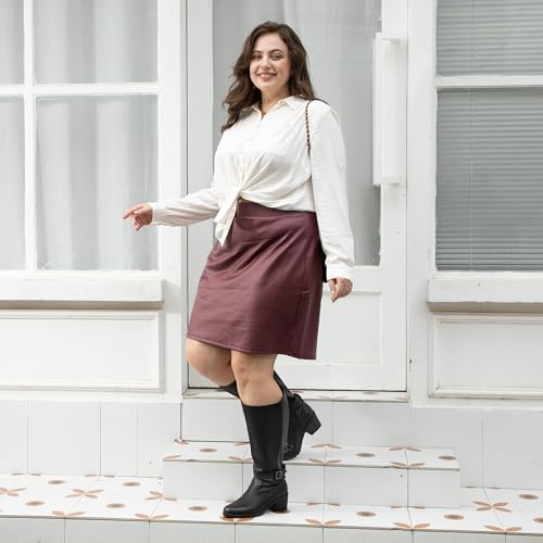 Womens Extra Wide Calf Stretch Panel Side Zipper Knee High Boots with Block Heel4