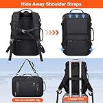 PIJUSHI Travel Backpack for Women Men Flight Approved Carry on Bag 16 inch Laptop Personal Item Daypack with Shoe Compartment(PE038 Black) - Image 4