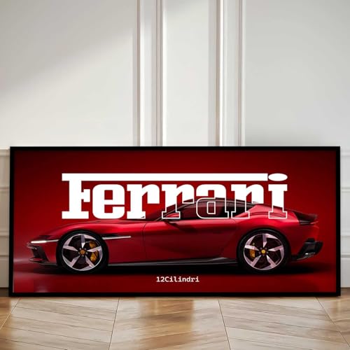 Image of kotart Big ferrari Car Framed Posters Gift Items for Boys Room Wall Decoration Bedroom Living Room Office Studio Decor | Car Poster Frame for Wall Decor Set Of 1 Size (10 x 19 inch)