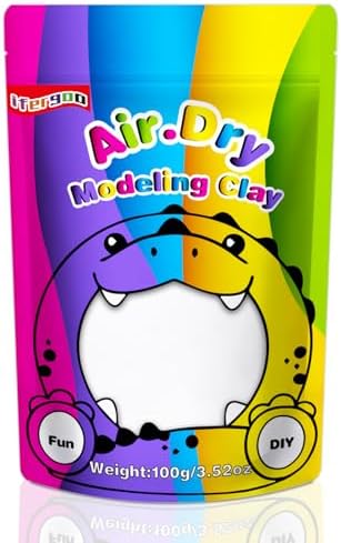 iFergoo White Air Dry Clay, DIY Creative Modeling Clay for Kids, Super Light Magic Clay for Kids Age 3-12, Safe & Non-Toxic, School Art & Craft Project, Great Gift for Age 3-12 Boys & Girls