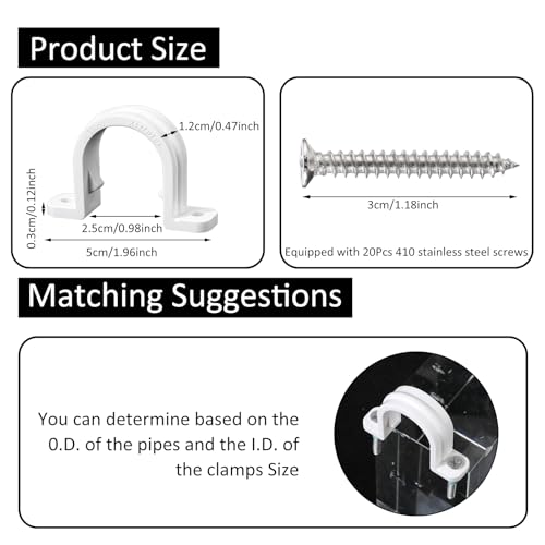 Jieyao 590098_1_FYGQMGZN 10 Sets Pvc Pipe Clamps, 1'' Plastic Pipe Straps, 2 Holes Pipe Mounting Brackets U-Shape Conduit Clamp Heavy Duty Conduit Strap Clip For Pvc Pipes Conduit Cables Hose thumb #1