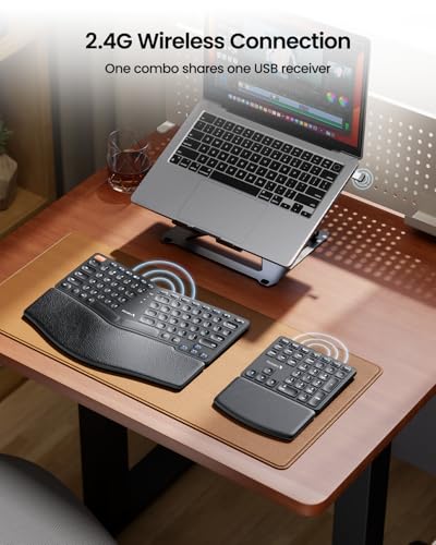 ProtoArc Wireless Ergonomic Keyboard, EK04 2.4GHz USB Wireless Ergo Keyboard with Separate Numeric Keypad, Split Design, Hard Wrist Rest, Rechargeable, for Windows PC/Laptop/Desktop - Image 5