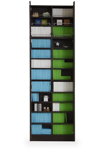 JKプラン 本棚 扉付き 扉 高さ200cm以上 突っ張り 約 幅 80 (本棚革命) 棚板が1cmピッチ単位でムダなく可動 ブラウン 茶色 TSFRM0101DOORSETDB